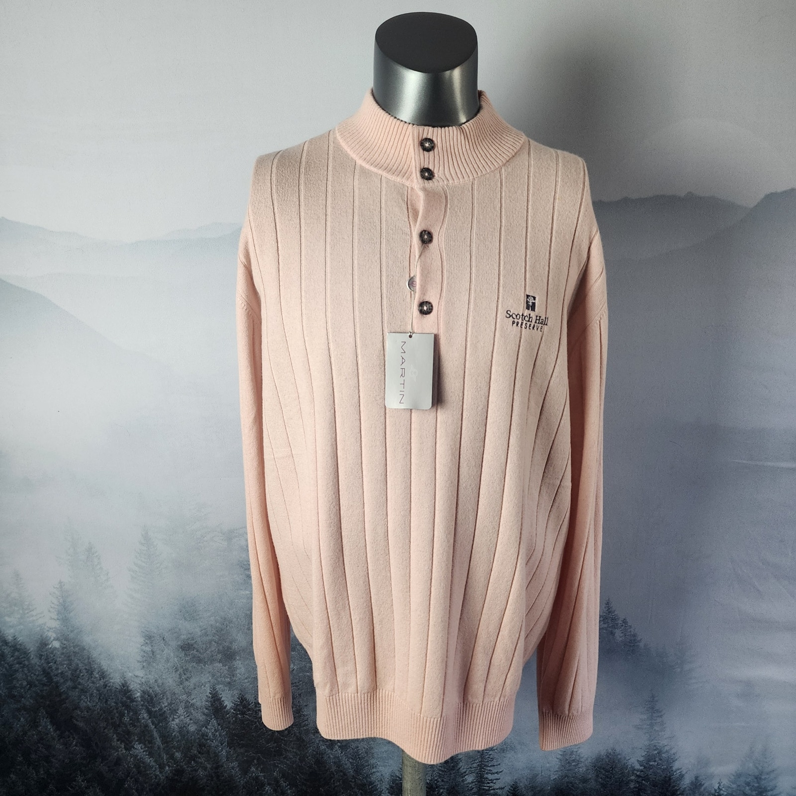 Nwt Martin 100% Italian Cashmere Pink Quarter Button Golf Sweater | Men's Xlarge